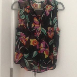 Sheer black flowered joie top size xsmall